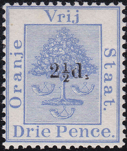 OFS - 1892 SACC36(var) 2½d ON 3d ULTRAMARINE - UNLISTED VARIETY -  MM