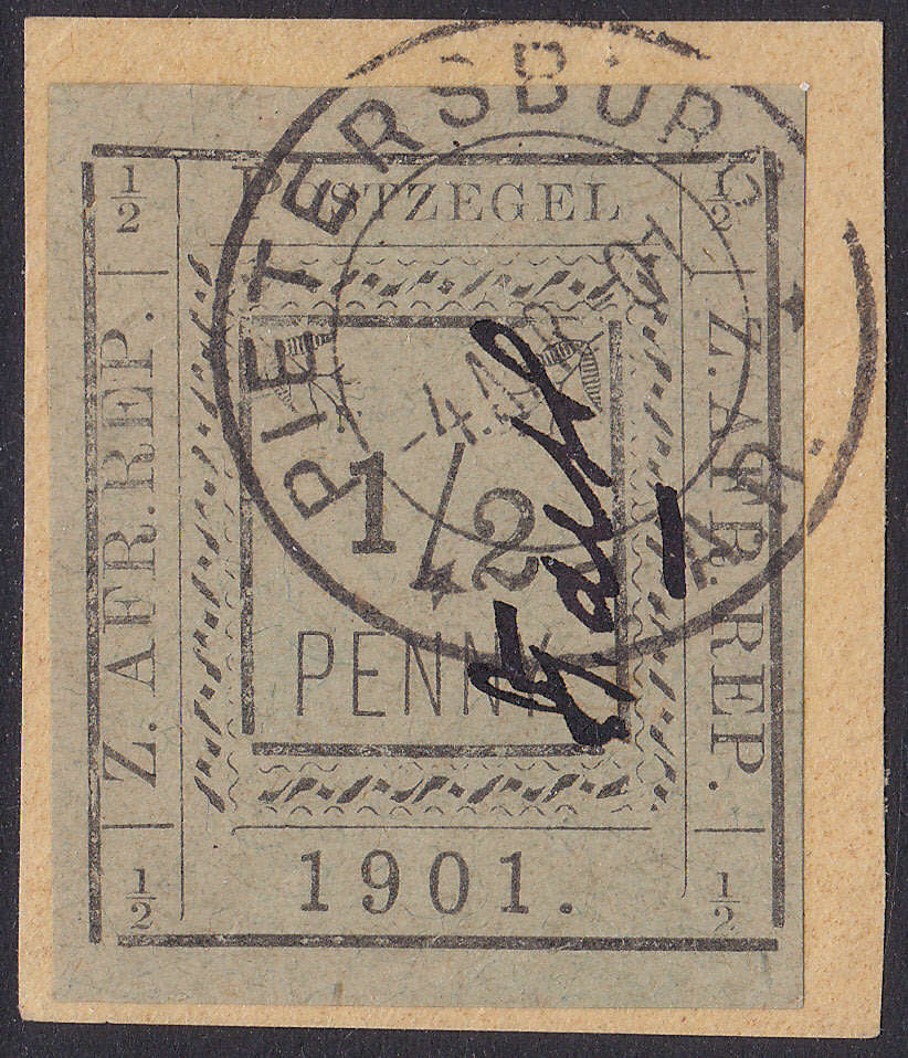 PIETERSBURG 1901 ½d BLACK/GREEN IMPERF - SUPERB USED ON PIECE