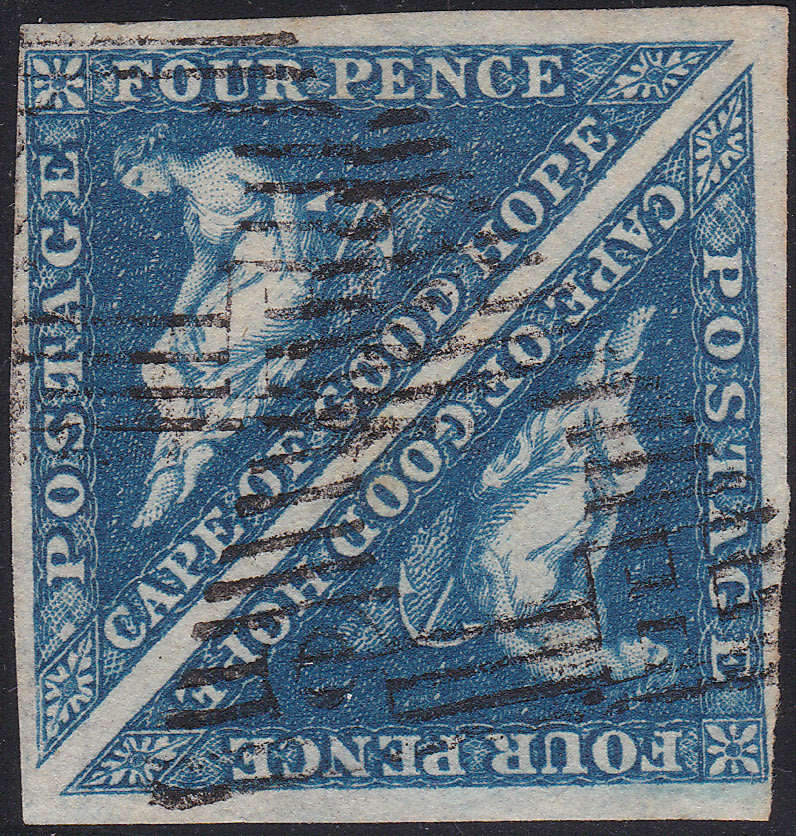 Cape of Good Hope 1853 SG4 - 4d DEEP BLUE PAIR - VFU CV £340+