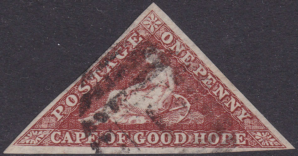 CAPE OF GOOD HOPE 1864 SACC14b - 1d BROWNISH-RED - VFU - CV R9500