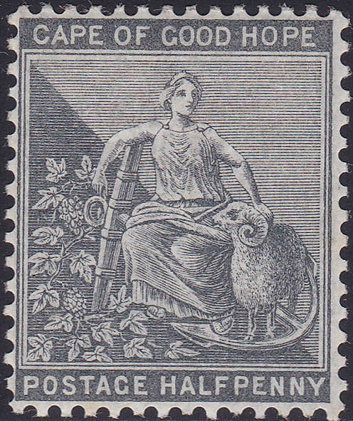 Cape of Good Hope 1875 SACC23 ½d PALE GREYISH-BLACK(WM CROWN CC) MM - CV R700