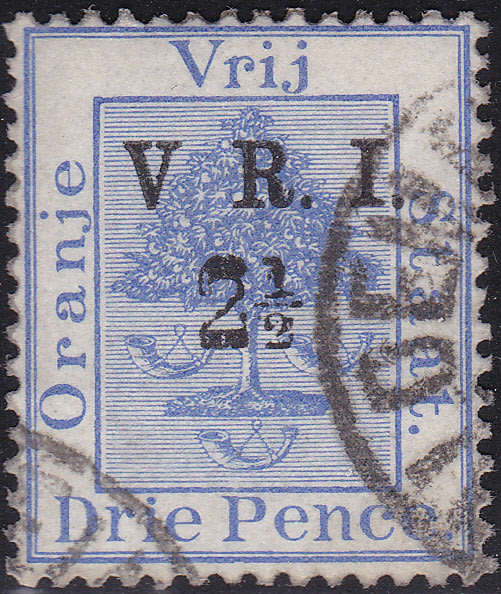 OFS - 1900 SACC52a 2½d ON 2½d ULTRAMARINE WITH "NO STOP AFTER V" VARIETY -VFU - CV R1500