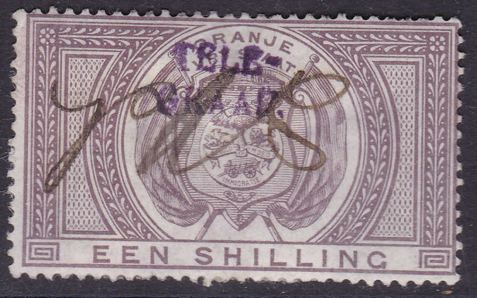 OFS - TELE-GRAAF  OVERPRINT IN PURPLE  ON 1/- PURPLE-BROWN - VFU