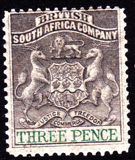 BSAC / Rhodesia : SG21  3d Grey-Black & Green LMM CV R400