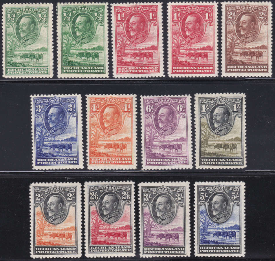 Bechuanaland 1932 SACC94-104 SET TO 5/- WITH 2 ADDED SHADES CV R4130