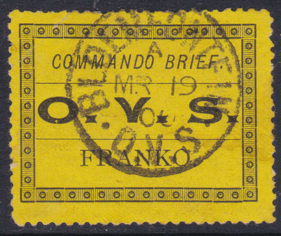 OFS - 1899 SACC1 MILITARY FRANK STAMP ''BLOEMFONTEIN'' - VFU