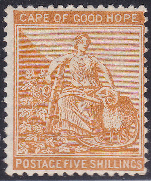 Cape of Good Hope 1896 SACC49 5/- ORANGE(WM ANCHOR) VLMM - CV R4000