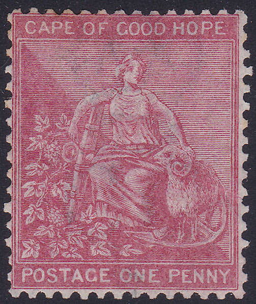 CAPE OF GOOD HOPE 1864-77 SACC18a 1d ROSE-RED VLMM CV R3000