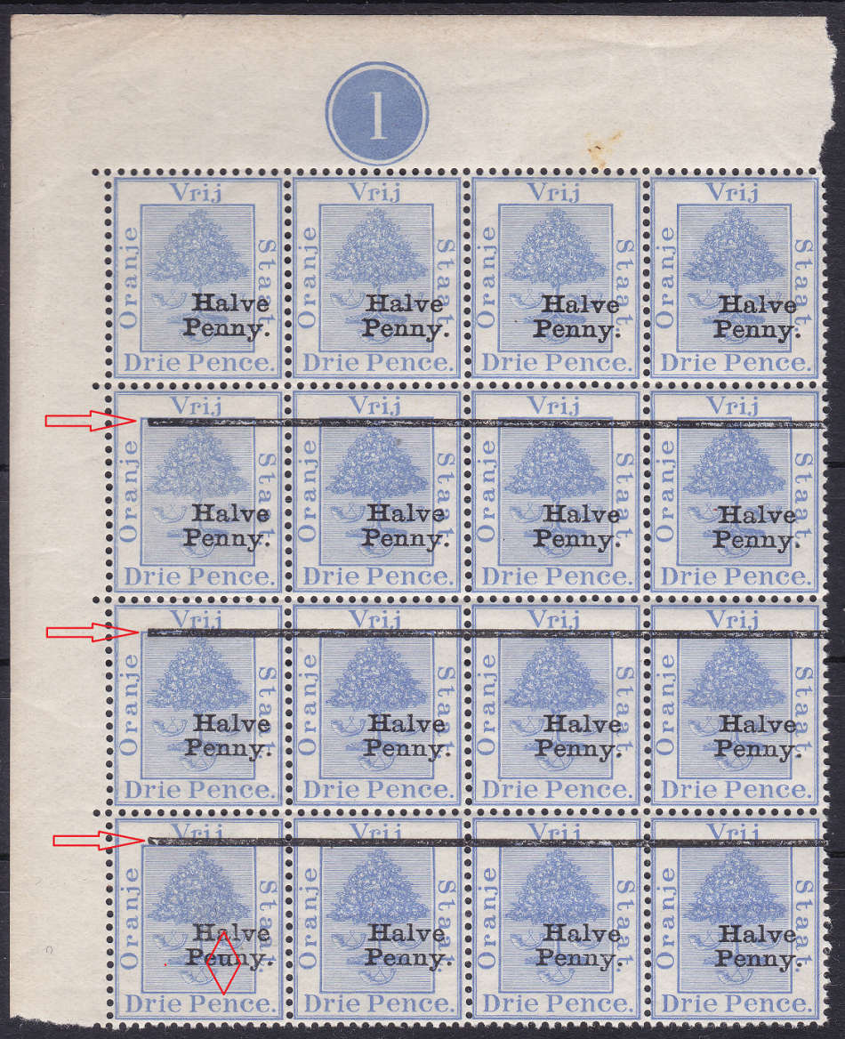 OFS 1896 SACC45/45a/var ½d on 3d ULTRAMARINE MARGINAL BO12 - UM - CV R