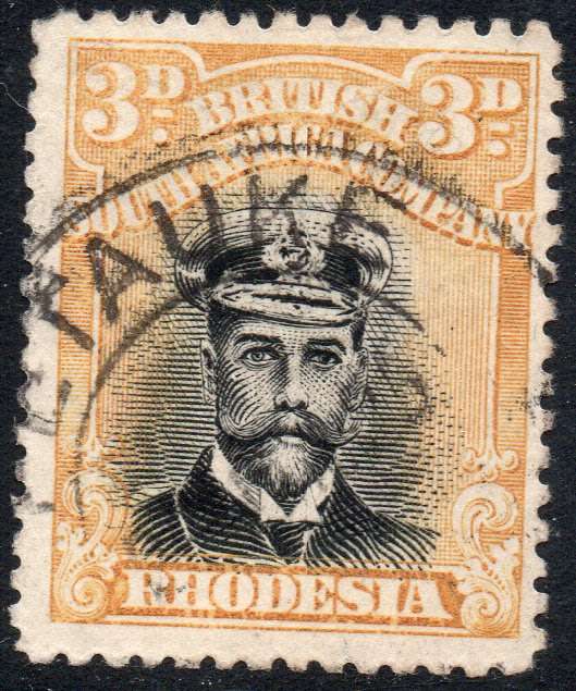 BSAC / Rhodesia : SG293 3d Black & Yellow VFU CV £45(2017)