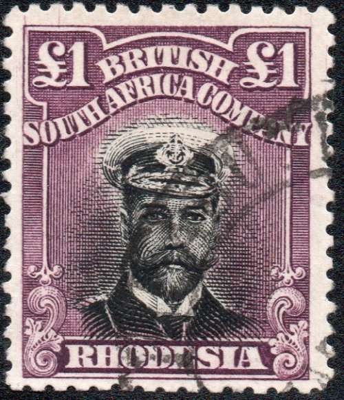 BSAC / RHODESIA SG242  : £1 BLACK and PURPLE  -  FINE USED CV £650
