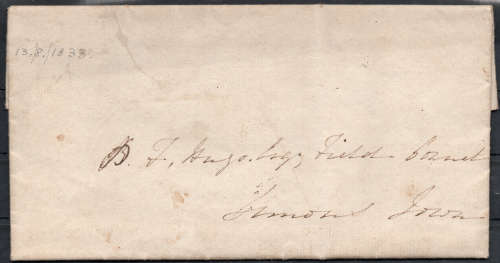 COGH : Stampless Cover - 1833 - Entire to Simonstown - full wax seal in black -see scans