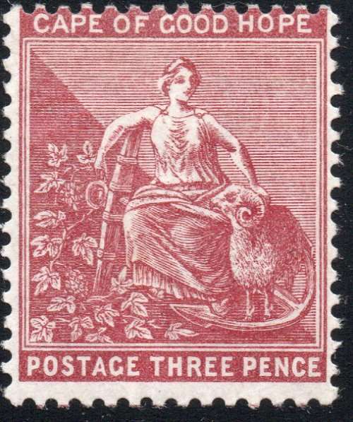 Cape of Good Hope 1881 : SACC34b : 3d Deep Claret(WM CC) - MM - CV R5000+