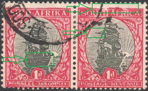Union of SA - UHB45A V6 & V7 - 1d Grey and Carmine  -  VARIETIES HIGHLIGHTED BELOW - FINE USED