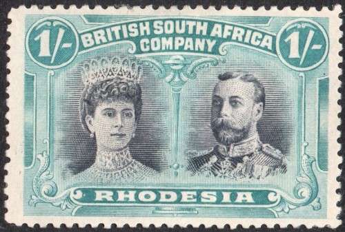 RHODESIA (B.S.A.C.) SG151(a) : 1/- BLACK & DEEP BLUE-GREEN  - MM