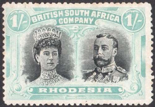 RHODESIA (B.S.A.C.) SG152 : 1/- BLACK & PALE BLUE-GREEN  - MM
