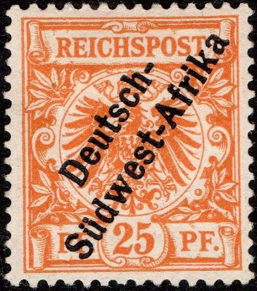 GERMAN SWA 1897 SACC5 25Pfg YELLOW ORANGE - MM CV R4500
