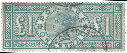 SG 212  One Pound Green VFU Lightly  Cancelled CV GBP700