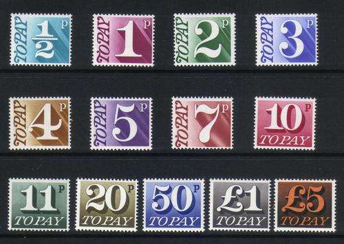 Great Britain QEII 1970-75 Set of 13 postage due - Pristine UM SG D77 - D89