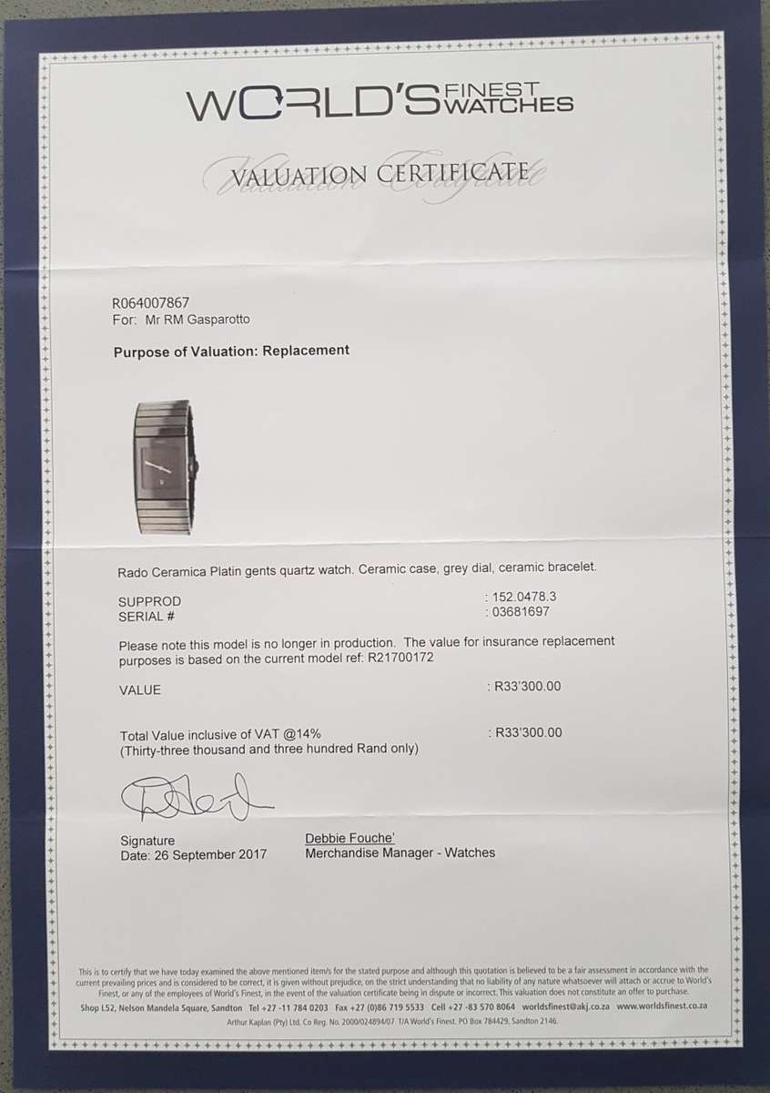 Rado "DiaStar" Silver High-Tech Ceramic (Excellent condition)