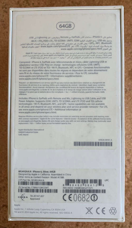 iPhone 6 -  64Gb - Silver. Excellent condition