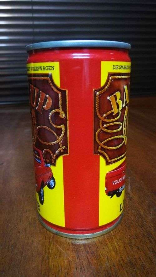 Vintage Volkswagen Bakkie and Lion Lager Promo Can. Bilingual on all sides..