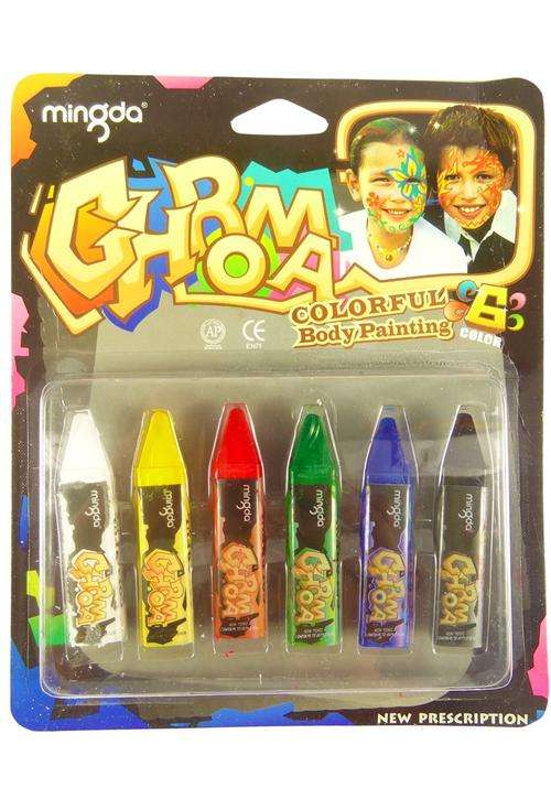 Mingda Body Paint Crayons 6Pcs | Face Painting Clay Crayons