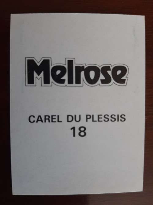 Melrose Sporting Heroes Card #18 - Carel Du Plessis