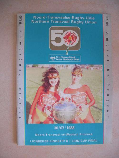 Match Programme: 1988 Lion Cup Final - Northern Transvaal vs Western Province