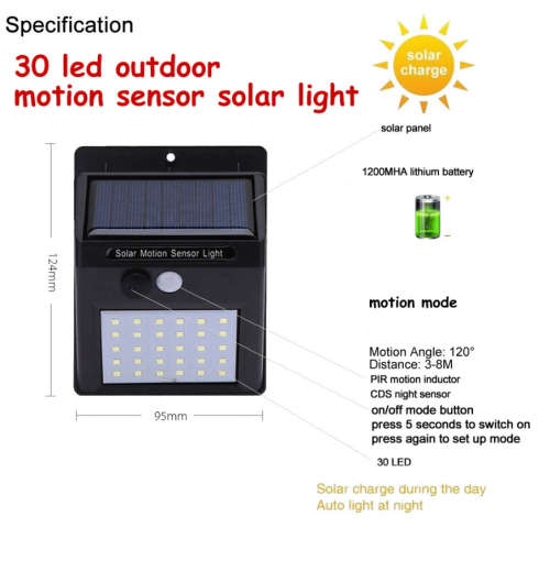 PIR Motion Sensor 20 LED Solar Light Outdoor Solar Powered LED Garden Light Waterproof