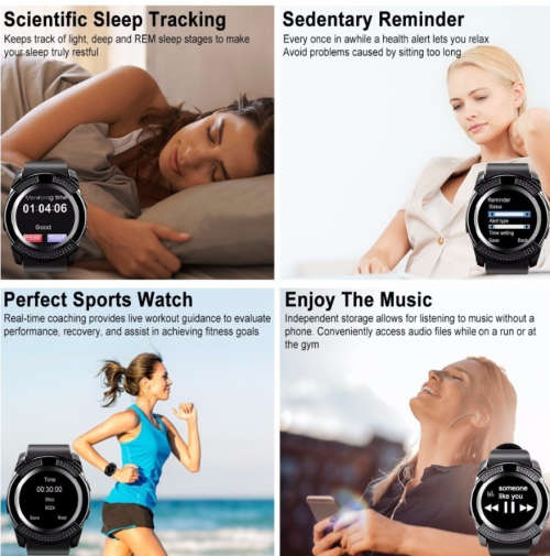 V8 Smart Watch Men Bluetooth Sport Watches Women Ladies Rel gio Smartwatch with Camera Sim Card Slot