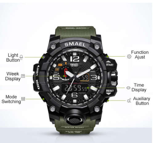 Men Sports Watches Dual Display Analog Digital LED Electronic Quartz Wrist watch