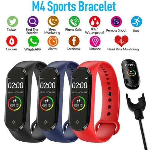 Smart Watch Heart Rate Monitor Tracker Fitness Sports Watch M4 - Red