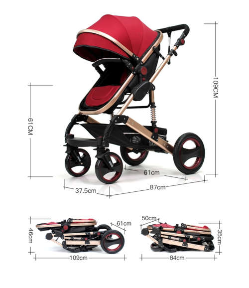 Belecoo 2 in 1 Baby Pram Stroller