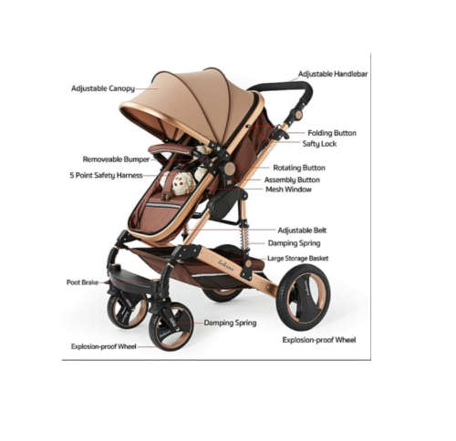 Belecoo 2 in 1 Baby Pram Stroller
