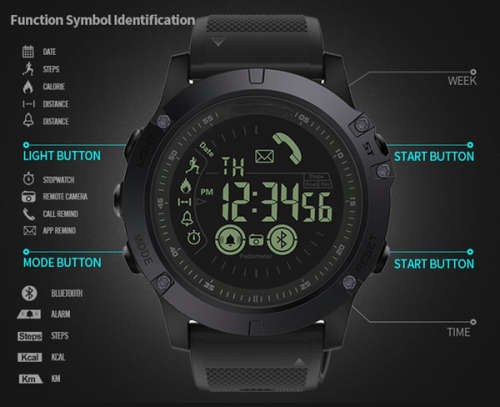 Multifunctional Digital Shock Resistant Sports Watch - Black