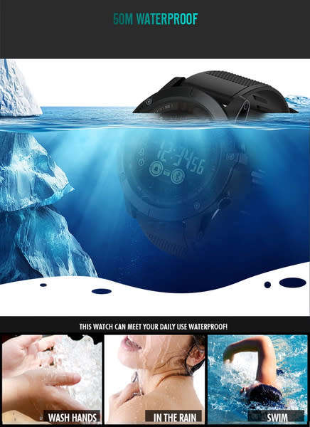 Multifunctional Digital Shock Resistant Sports Watch - Black