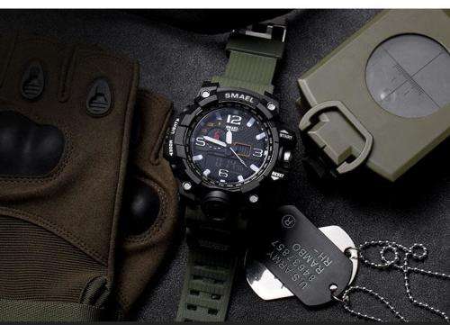 Multifunctional Digital Analog Shock Resistant Sports Watch Style- Black