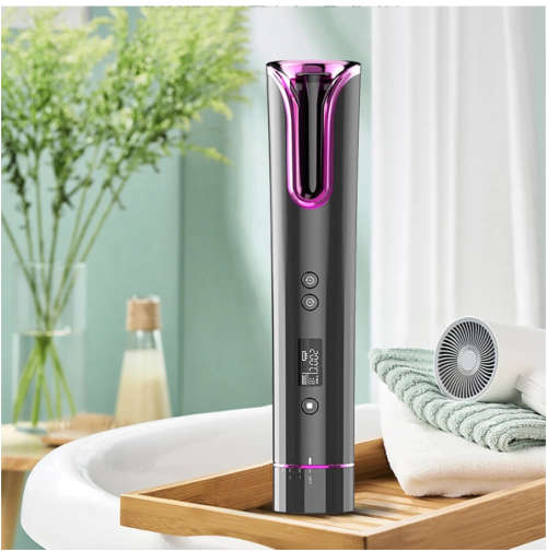 LCD Cordless Automatic Hair Curler USB Rechargeable Curling Iron Curls Waves Display Ceramic Curly