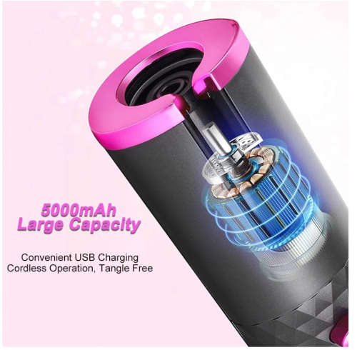 LCD Cordless Automatic Hair Curler USB Rechargeable Curling Iron Curls Waves Display Ceramic Curly