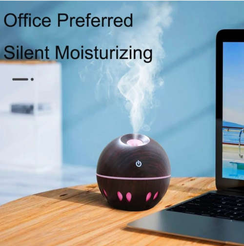 130ml Portable Round USB Air Humidifier Ultrasonic Aroma Diffuser Mist Maker with LED Night Light