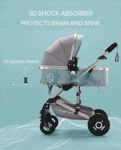 Belecoo stroller 2 in 1 Foldable Baby Pram Black And Brown