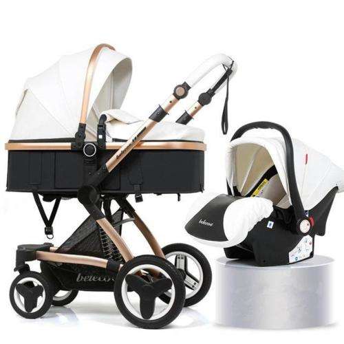 Belecoo stroller 2 in 1 Foldable Baby Pram Black And Brown