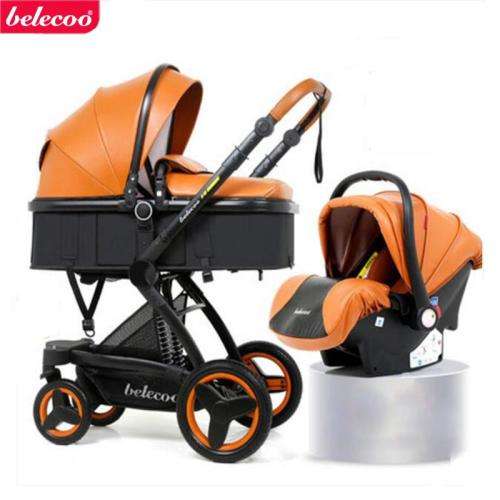 Belecoo stroller 2 in 1 Foldable Baby Pram Black And Brown