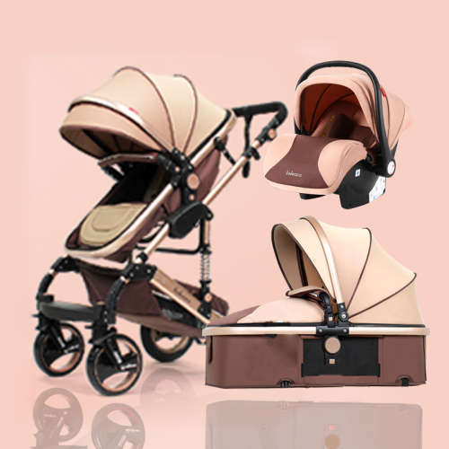 Belecoo stroller 2 in 1 Foldable Baby Pram Black And Brown