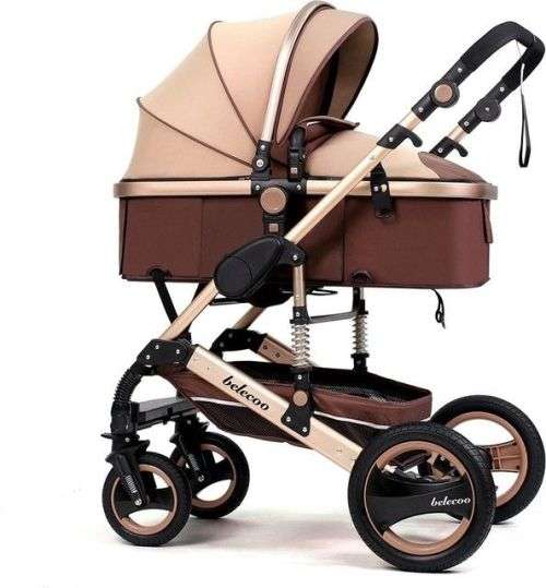 Belecoo stroller 2 in 1 Foldable Baby Pram Black And Brown