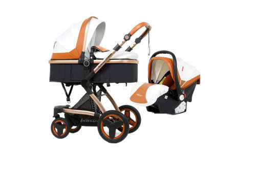 Belecoo stroller 2 in 1 Foldable Baby Pram Black And Brown