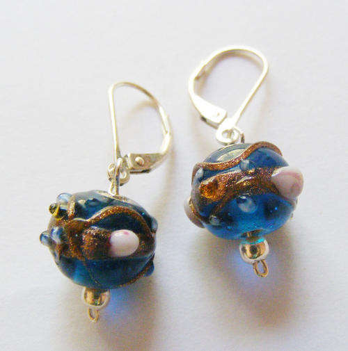 Gorgeous Handmade lampwork and sterling silver beaded earrings