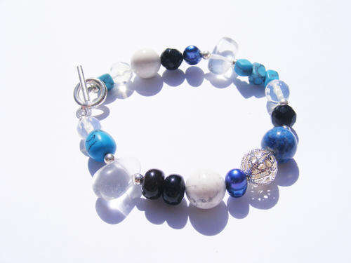 Beautiful gemstone and silver bracelet!