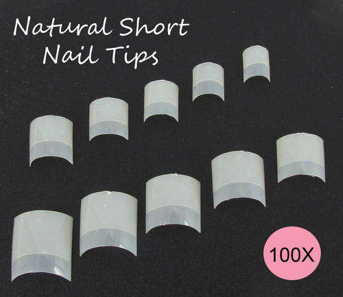 100x Natural Short Nails Gel Acrylic French Art Tips